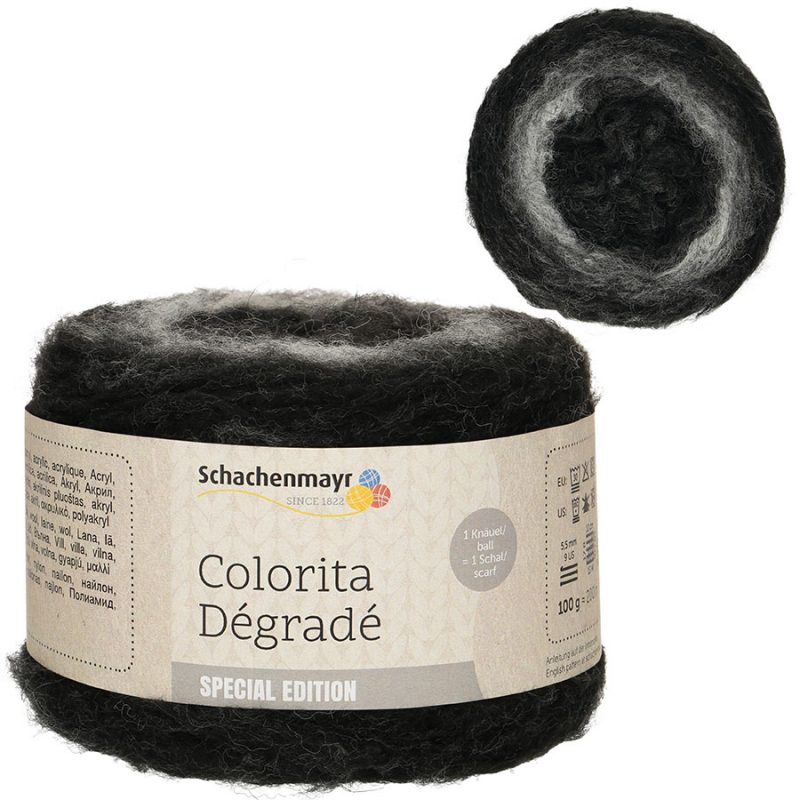 Schachenmayr Colorita Dégradé fonal - 85 - Fekete