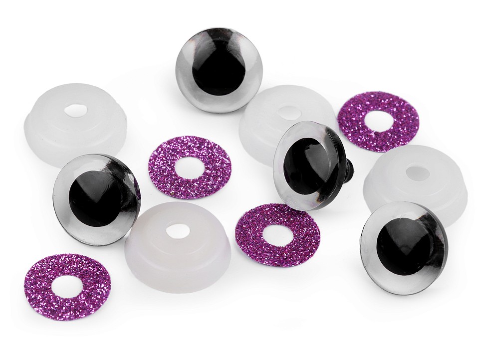 Amigurumi biztonsági szem glitterekkel 20mm - Lila