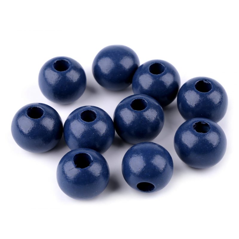 Fa gyöngy 25mm - lakkozott sötétkék