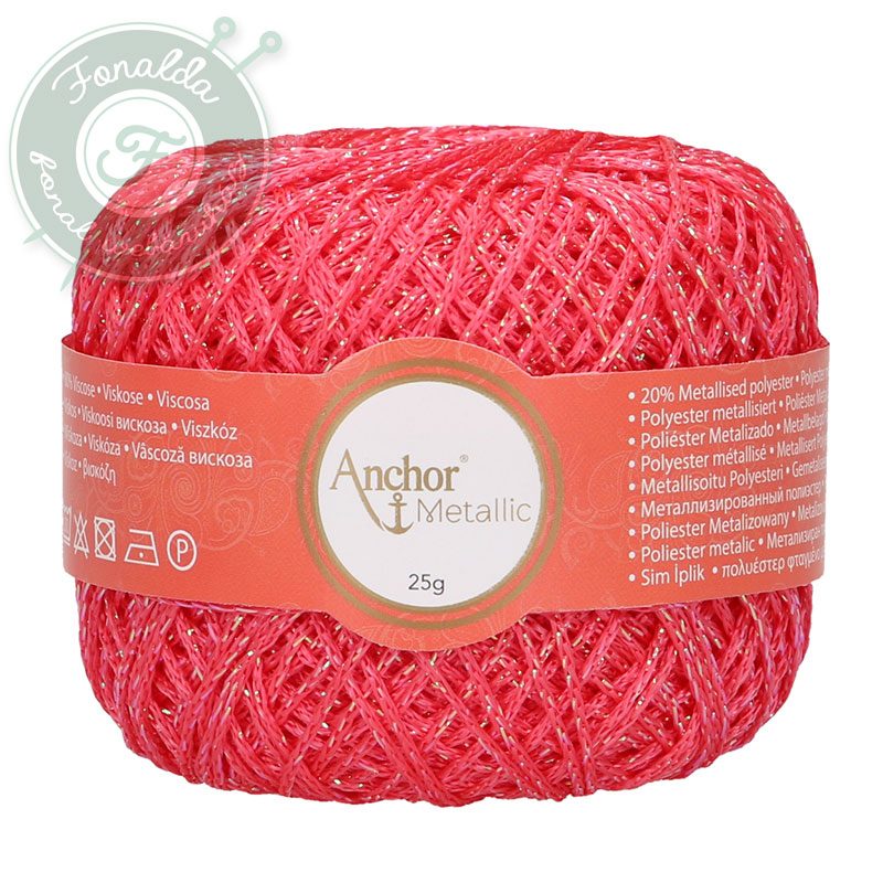 Anchor Artiste Metallic horgolófonal - 344 - Neon piros