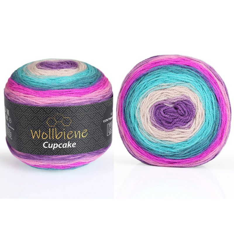 Wollbiene Cupcake Bobbel sütifonal - 3030 Pink - türkíz - Lila