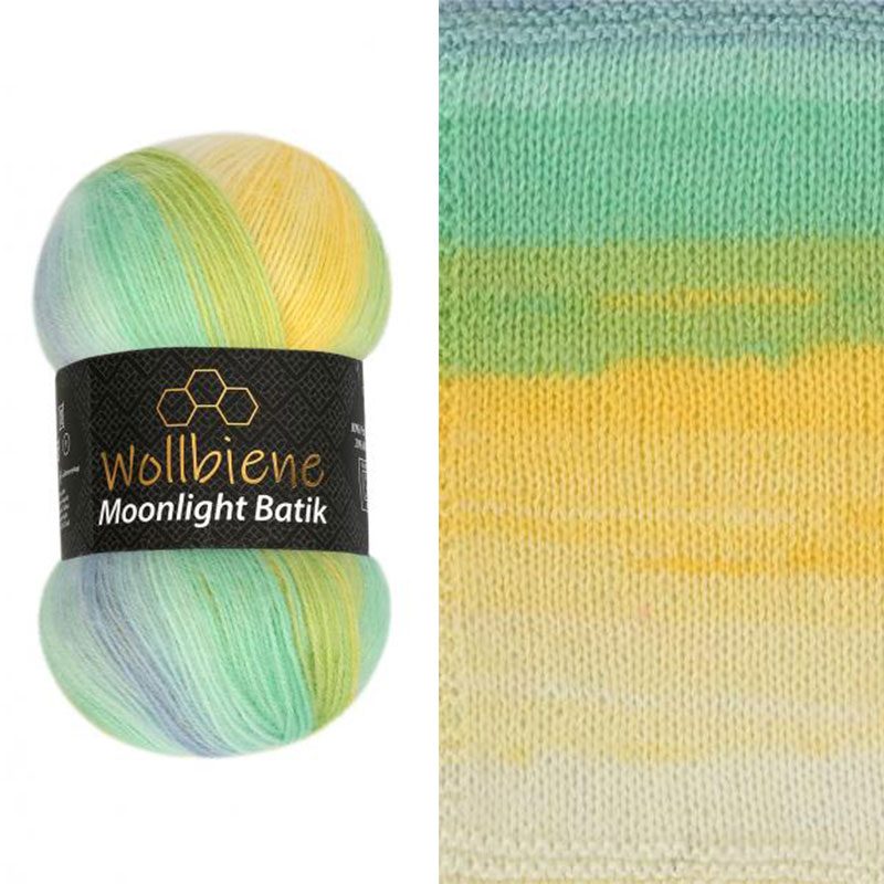 Wollbiene Moonlight Batik fonal - 3070 Sárga - Türkíz - Kék