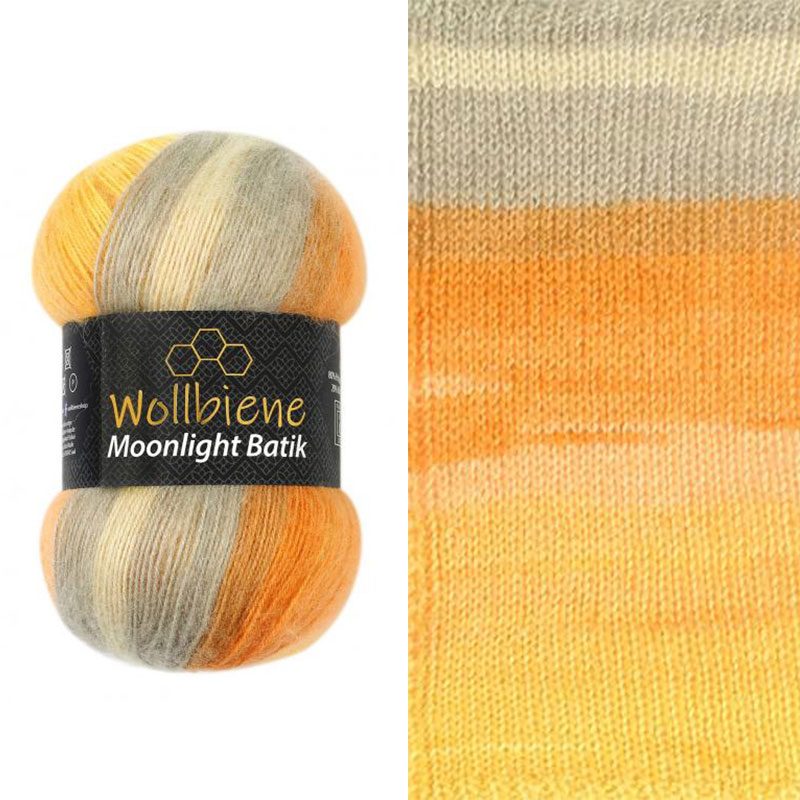 Wollbiene Moonlight Batik fonal - 4000 Narancs - Sárga - Szürke