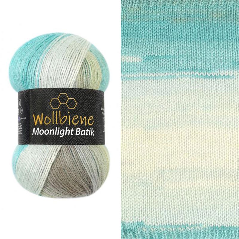 Wollbiene Moonlight Batik fonal - 4050 Türkíz - Szürke - Bézs