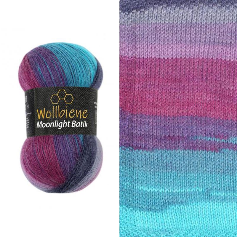 Wollbiene Moonlight Batik fonal - 5960 Bogyó - Lila - Türkíz