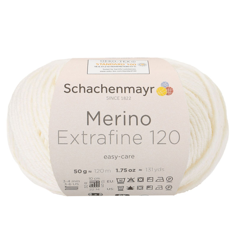 Schachenmayr Merino Extrafine 120 gyapjú fonal - 102 - Natúr