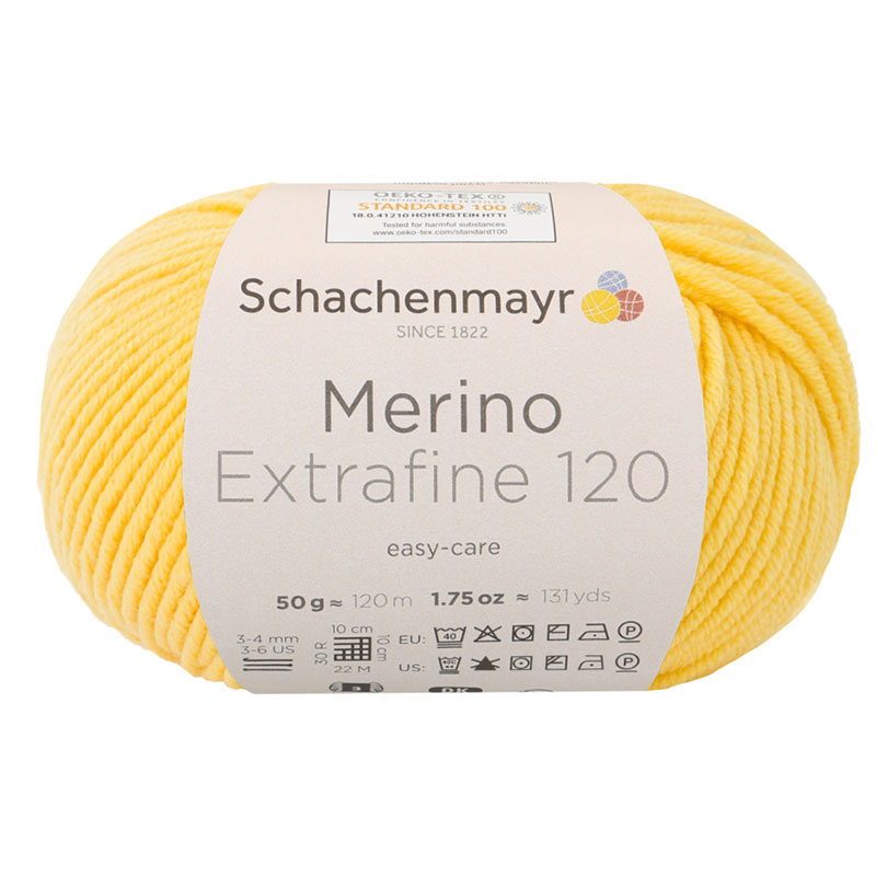 Schachenmayr Merino Extrafine 120 gyapjú fonal - 120 - Napsárga