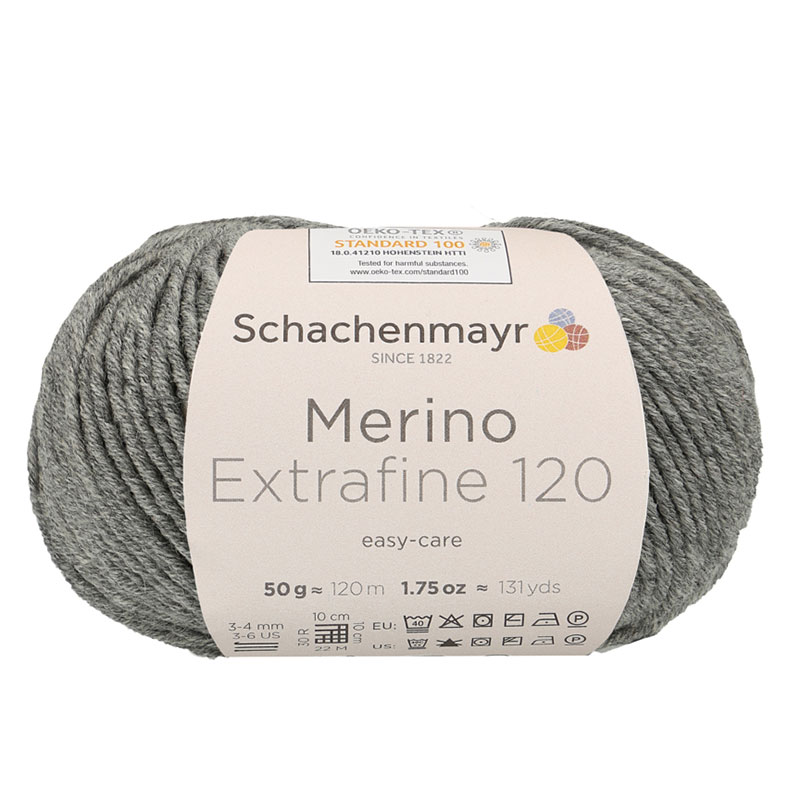 Schachenmayr Merino Extrafine 120 gyapjú fonal - 192 - Szürke melír