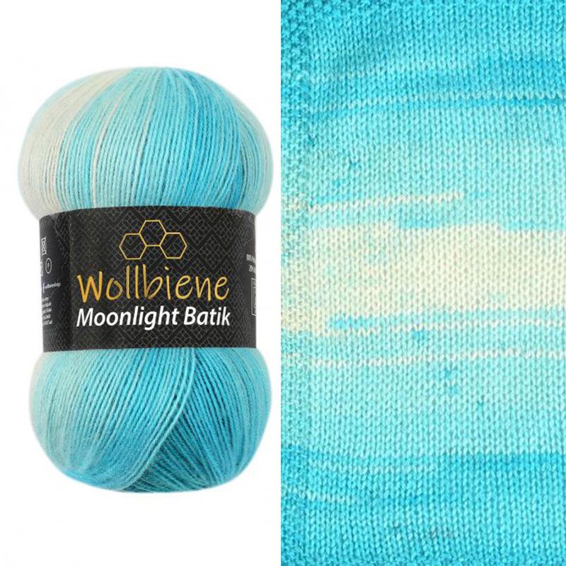 Wollbiene Moonlight Batik fonal - 5200 - Petrol Türkíz Fehér