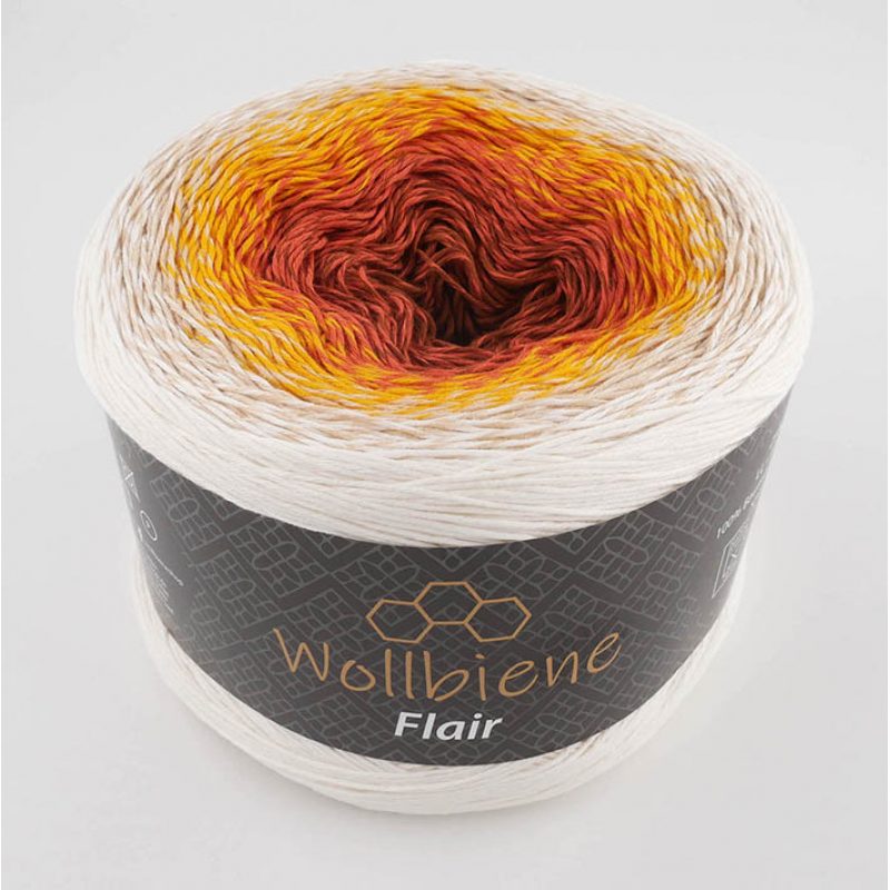 Wollbiene Flair Cotton színátmenetes sütifonal - 942 - Fehér - narancs