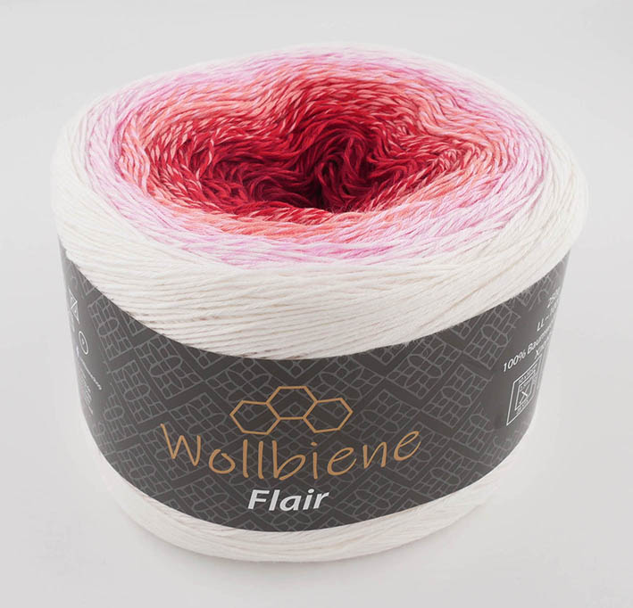 Wollbiene Flair Cotton színátmenetes sütifonal - 943 - Fehér - piros