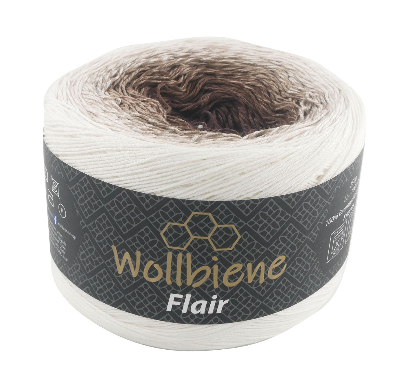Wollbiene Flair Cotton színátmenetes sütifonal - 991 - Fehér - barna