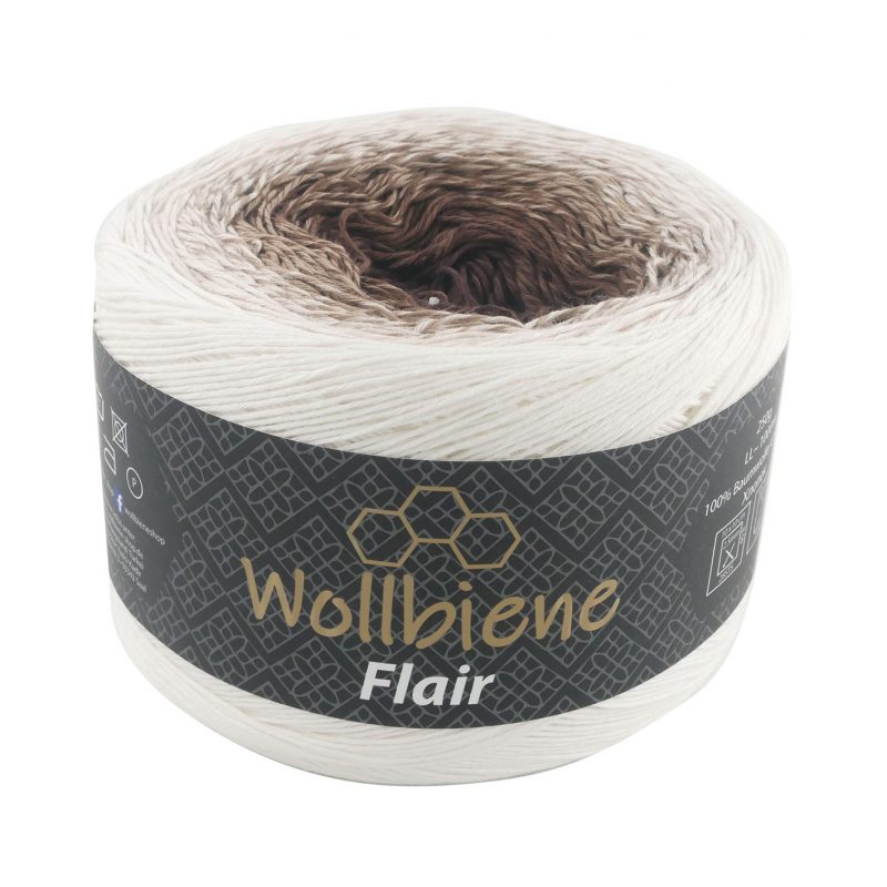 Wollbiene Flair Cotton színátmenetes sütifonal - 991 - Fehér - barna
