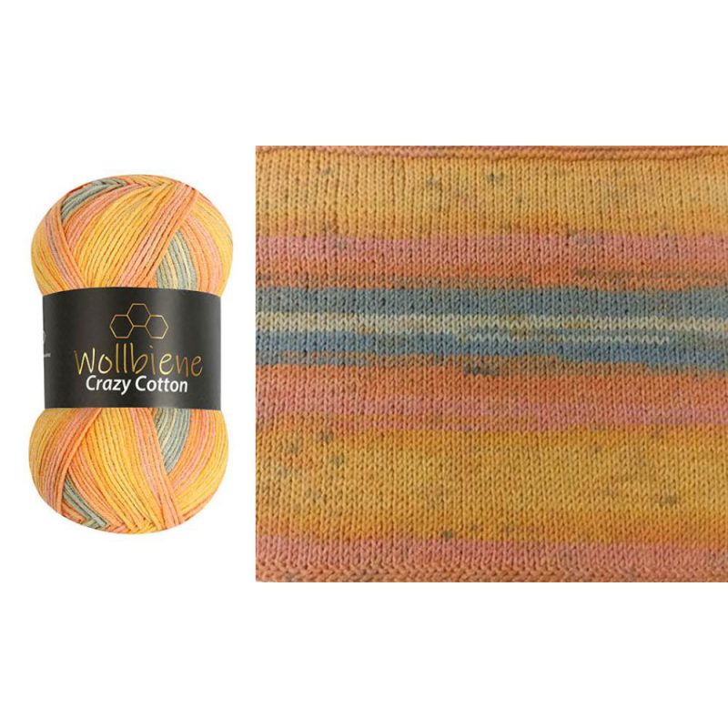 Wollbiene Crazy Cotton Batik színátmenetes fonal - 5030 - Szürke - Narancs - Sárga