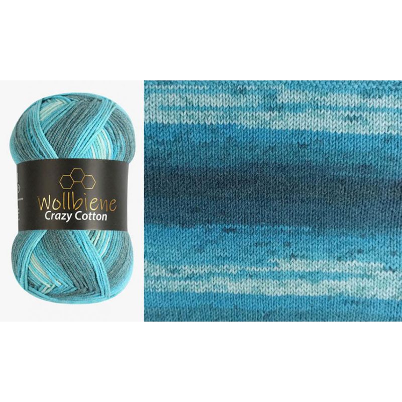 Wollbiene Crazy Cotton Batik színátmenetes fonal - 5200 - Petrol - Türkíz - Fehér
