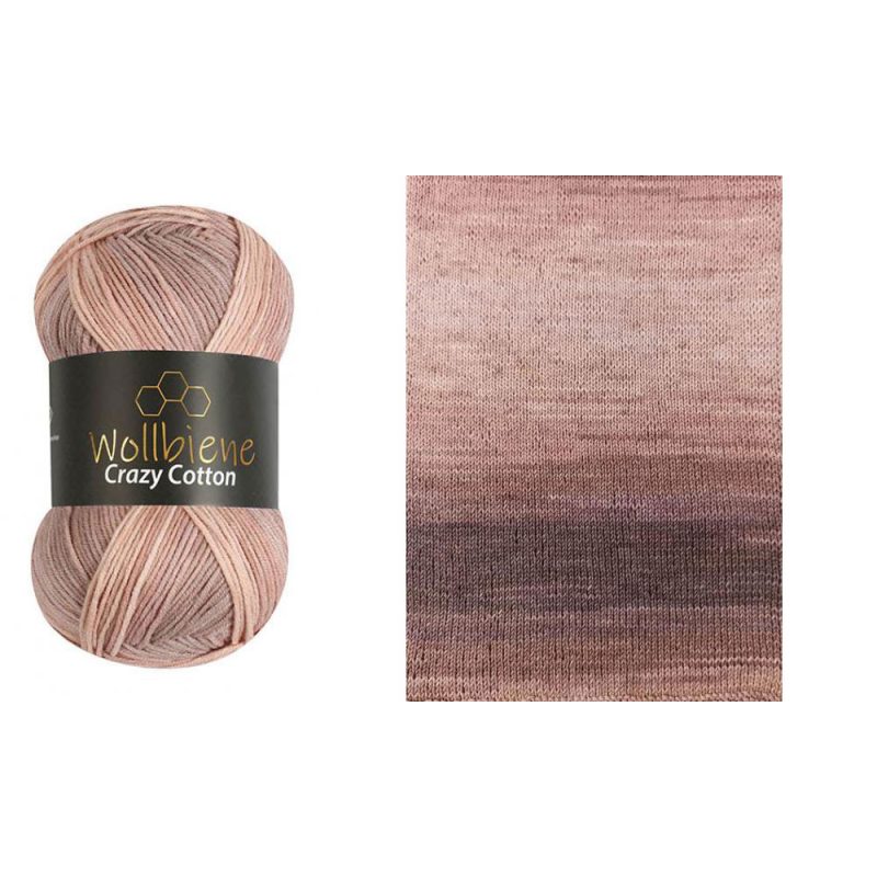 Wollbiene Crazy Cotton Batik színátmenetes fonal - 6000 - Barna - Bézs