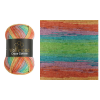 Wollbiene Crazy Cotton Batik színátmenetes fonal - 6010 - Narancs - Zöld - Menta