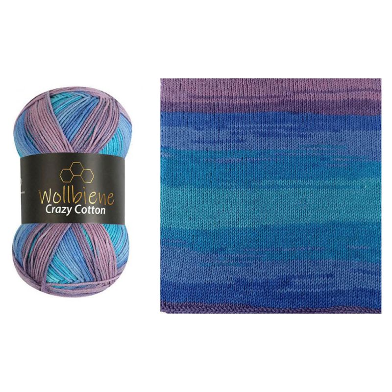 Wollbiene Crazy Cotton Batik színátmenetes fonal - 6020 - Kék - Orgona - Türkíz