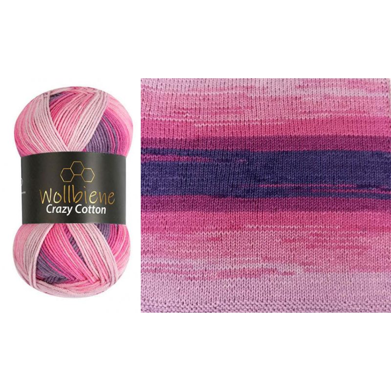Wollbiene Crazy Cotton Batik színátmenetes fonal - 6040 - Málna - Lila - Rózsa