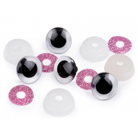 Amigurumi biztonsági szem glitterekkel 20mm - Rózsaszín