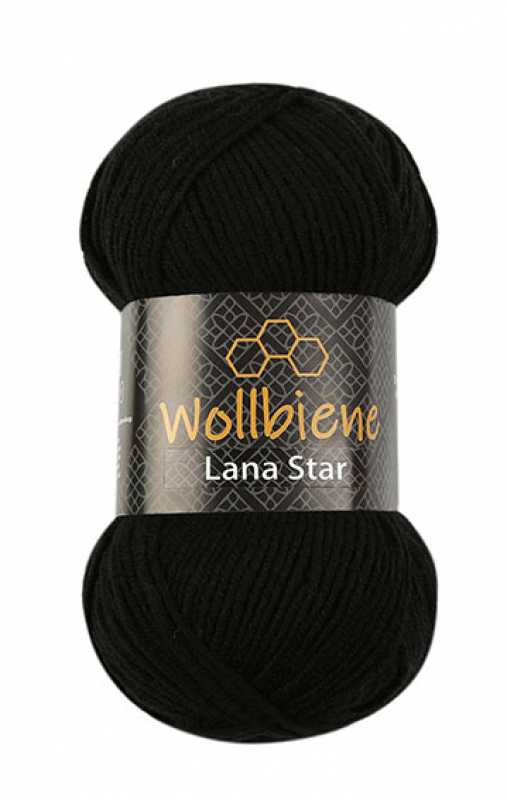 Wollbiene Lana Star gyapjú kötőfonal - 08 - Fekete