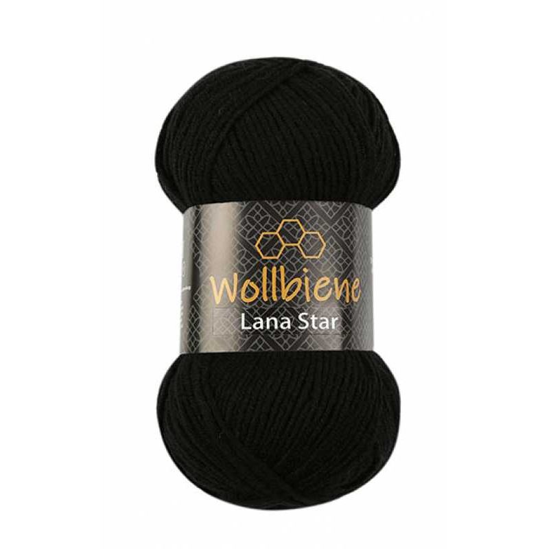 Wollbiene Lana Star gyapjú kötőfonal - 08 - Fekete