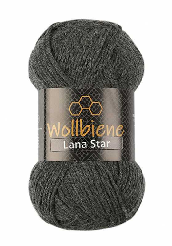 Wollbiene Lana Star gyapjú kötőfonal - 16 - Sötétszürke
