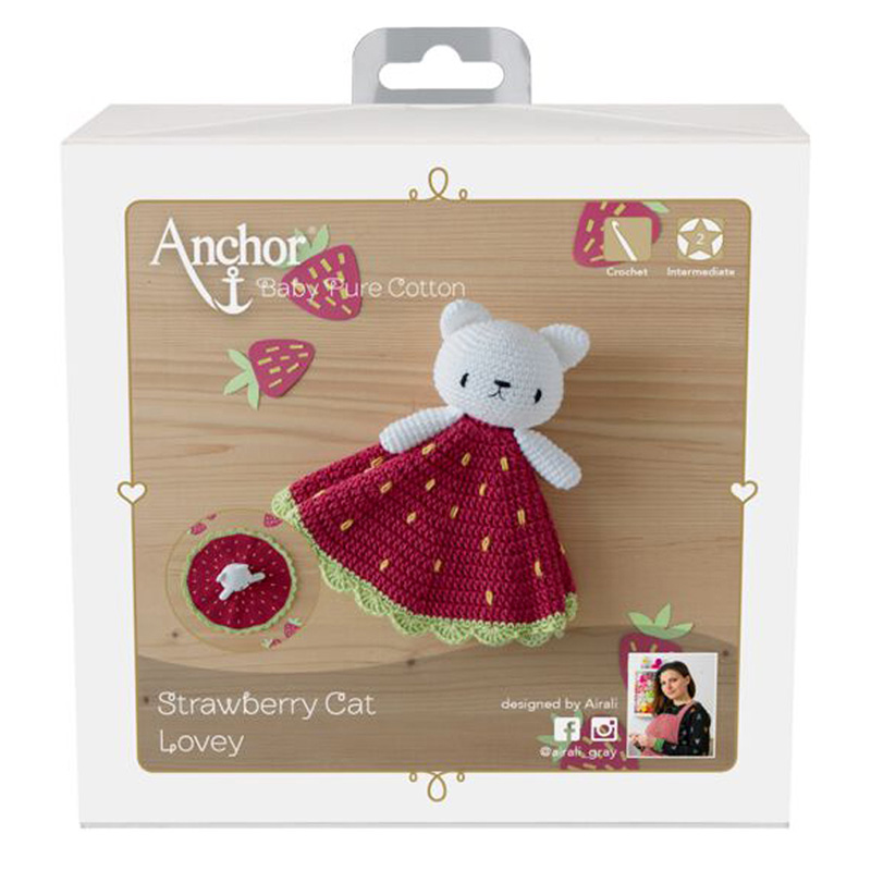 Amigurumi Anchor Baby Pure Cotton horgoló szett - Strawberry cat LOVELY