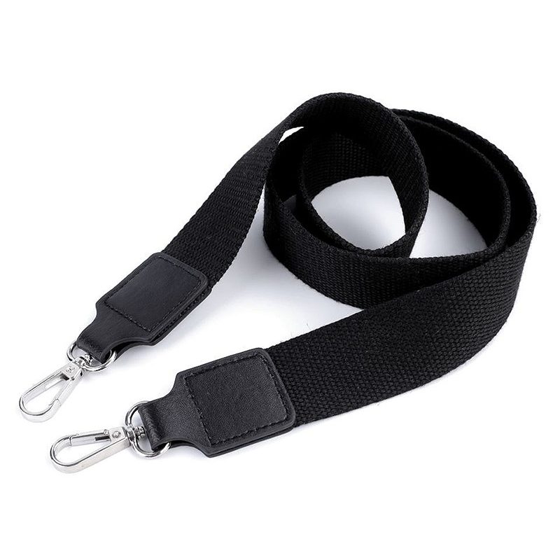 Textil táskapánt fém karabínerrel 3.8cm - 2 - Fekete - nikkel 113cm nem állítható