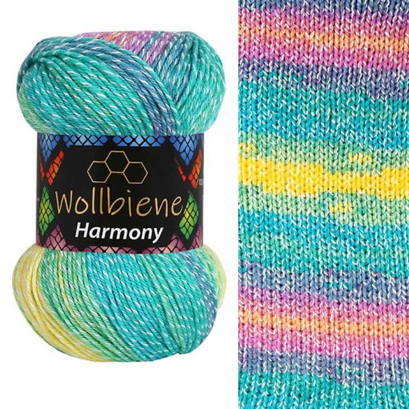 Wollbiene Harmony Batik színátmenetes pamut fonal - 8030 - Türkíz zöld sárga
