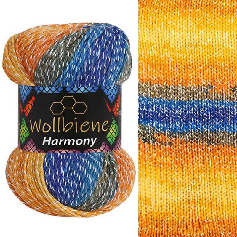 Wollbiene Harmony Batik színátmenetes pamut fonal - 8040 - Kék narancs