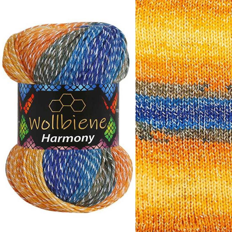 Wollbiene Harmony Batik színátmenetes pamut fonal - 8040 - Kék narancs
