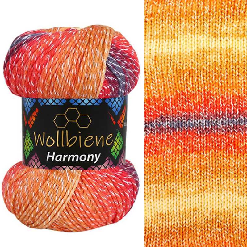 Wollbiene Harmony Batik színátmenetes pamut fonal - 8060 - Kék vörös narancs