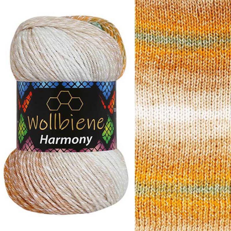 Wollbiene Harmony Batik színátmenetes pamut fonal - 8080 - Zöld narancs barna fehér