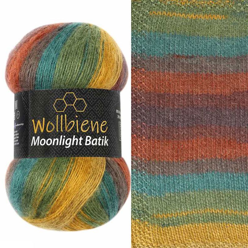 Wollbiene Moonlight Batik fonal - 3050 - Gesztenye Okker Zöld