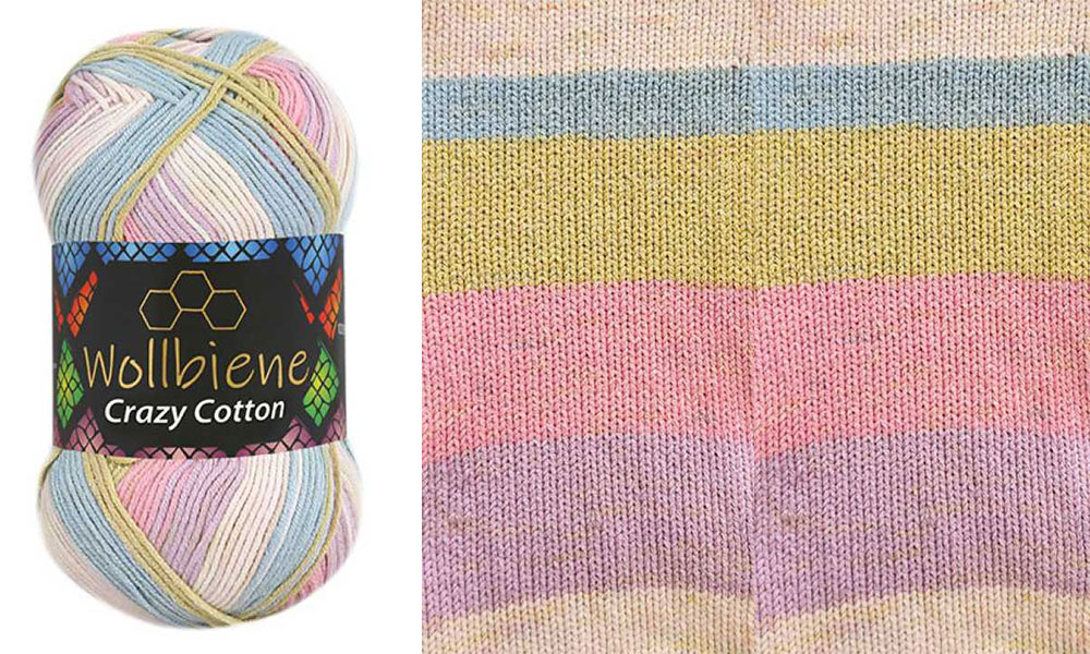 Wollbiene Crazy Cotton Batik színátmenetes fonal - 6060 - Rózsa lila kék zöld