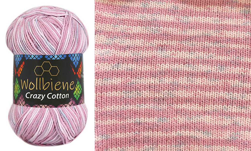 Wollbiene Crazy Cotton Batik színátmenetes fonal - 6080 - Rózsa fehér világoskék