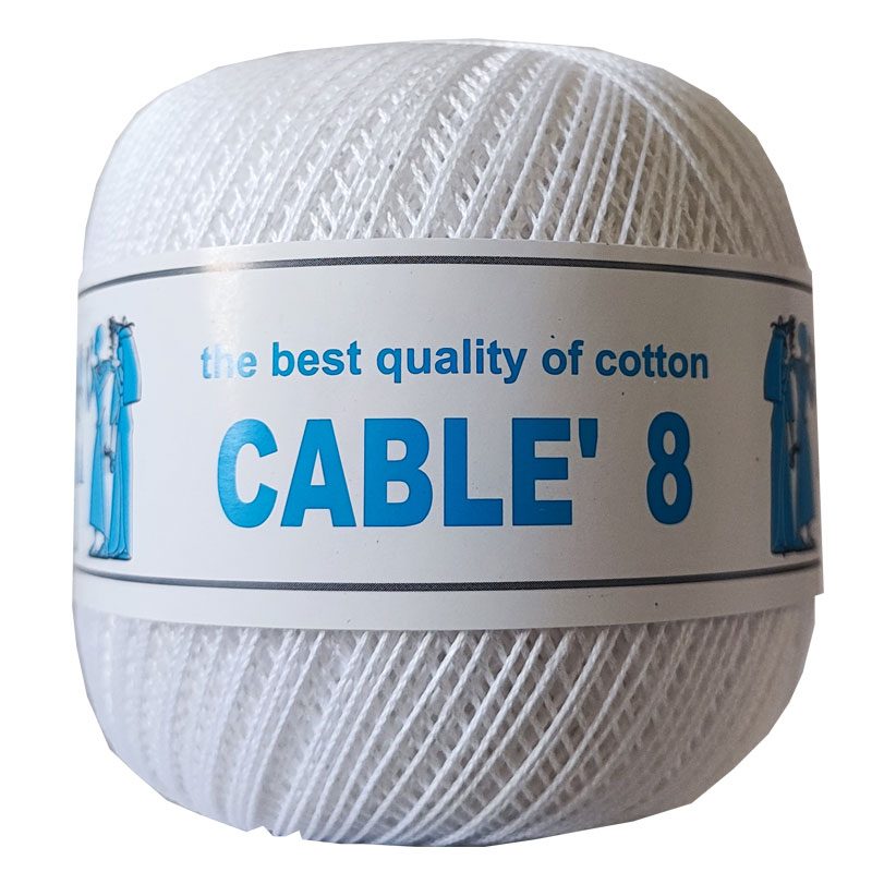ISPE Cable 8 pamut horgolófonal - 001 - Fehér