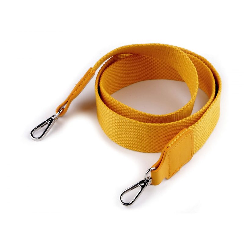 Textil táskapánt fém karabínerrel 3.8cm - 7 - Mustárszínű - nikkel 113cm nem állítható