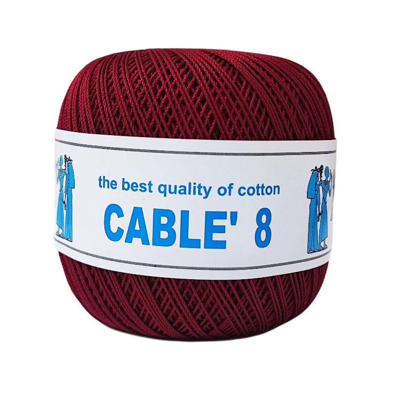 ISPE Cable 8 pamut horgolófonal - 014 - Borvörös