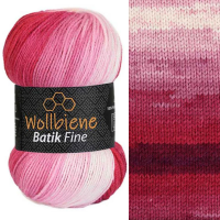 Wollbiene Batik Fine színátmenetes fonal - 5300 - Bogyó - fehér
