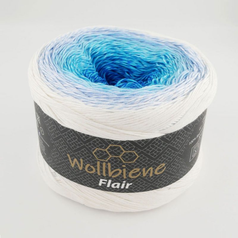 Wollbiene Flair Cotton színátmenetes sütifonal - 931 - Kék - Fehér