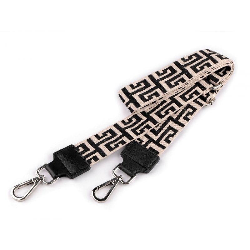 Textil táskapánt fém karabínerrel 3.8cm - 9 v.bézs-platina - állítható 79 - 142 cm
