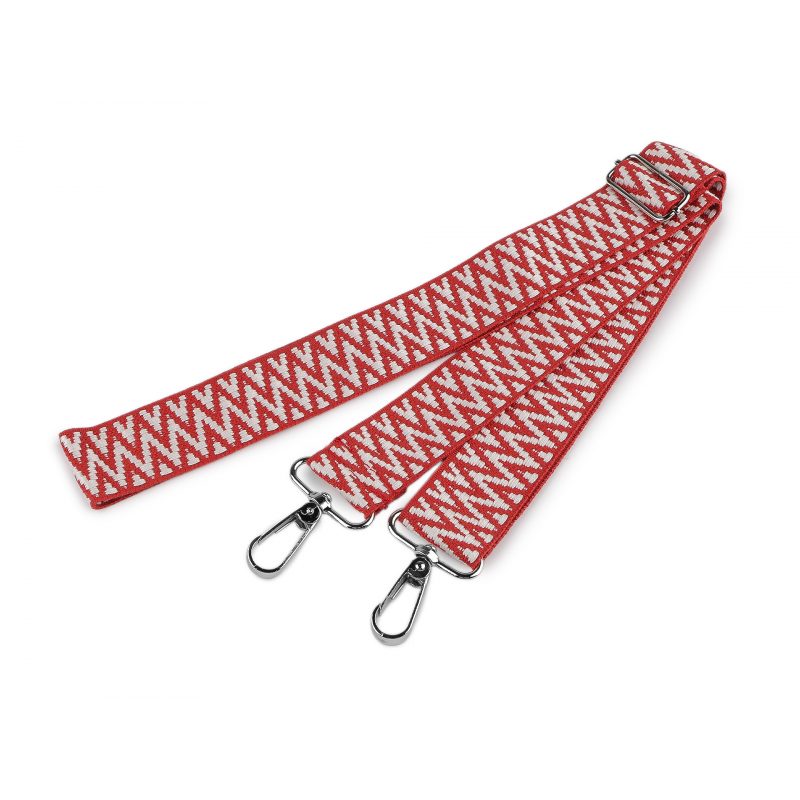 Textil táskapánt fém karabínerrel 3.8cm - 46 piros - állítható 79 - 142 cm