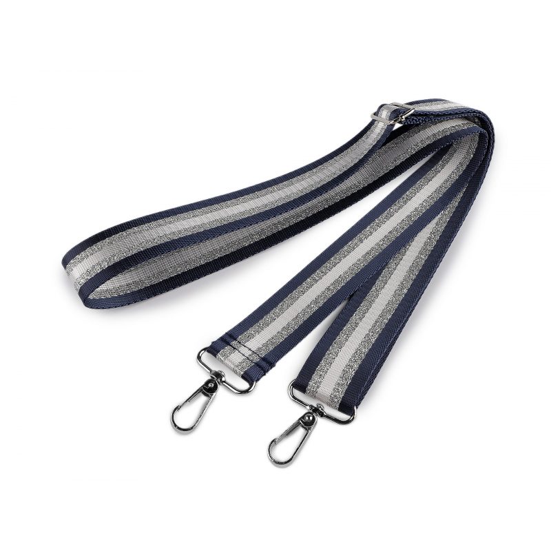 Textil táskapánt fém karabínerrel 3.8cm - 44 Sötétkék ezüst - állítható 79 - 142 cm