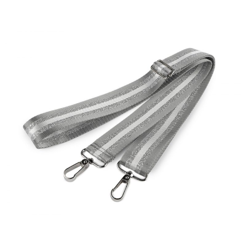 Textil táskapánt fém karabínerrel 3.8cm - 43 v.szürke ezüst - állítható 79 - 142 cm